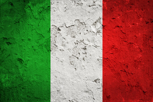 Flag of Italy on old grunge wall background