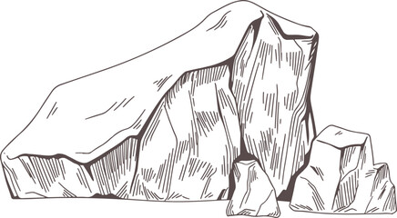 Big Heavy Rocks or Stones Monochrome Hand Drawn Illustration