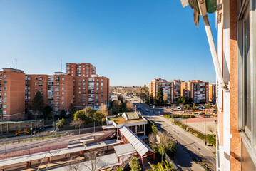 Fototapeta premium Facades of buildings seen from the window of a house
