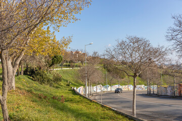 Blanes, Spain - 22 December, 2021: Cityscape, bright sunny day in a small European town. Urban environment.