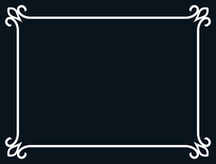 Black vector background with border frame. Rectangular horizontal blackboard with chalk sign, billboard, web banner, card, plaque, signboard, sticker or label 