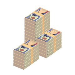 Nakfa Vector Illustration. Huge packs of Eritrea money set bundle banknotes. Paper money 100 NFK. Flat style. Isolated on white background. Simple minimal design.