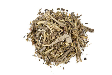 herbal black greeen tea leaves isolated on white