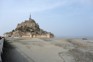 Rocket island, famous sanctuary abbey Monastery fortress Mont Saint Michel in Normandy, France....