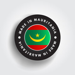 Made in Mauritania text emblem badge, concept background