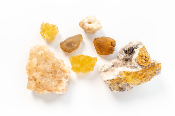 Shiny stones set of natural crystal minerals, closeup