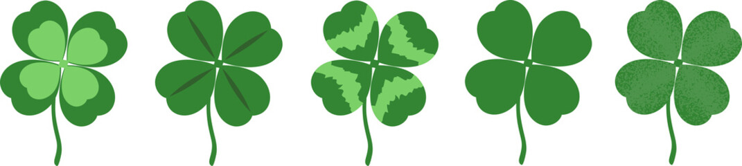 Four-leaf clover set. Vector illustration