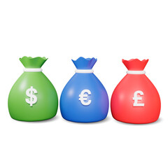 Money bags with dollar sings, 3d illustration.