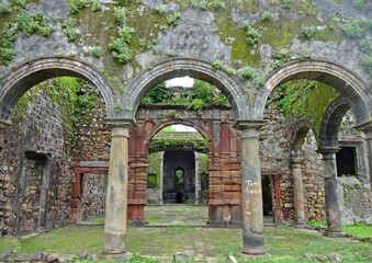 ruins of vasai fort complex, maharashtra, india 