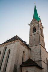 Fototapeta na wymiar The Fraumunster is a church in Zurich, Switzerland