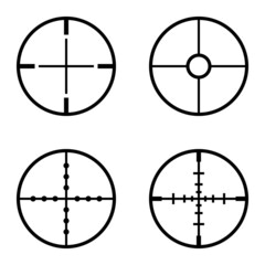 Crosshairs Flat Icon Set Isolated On White Background