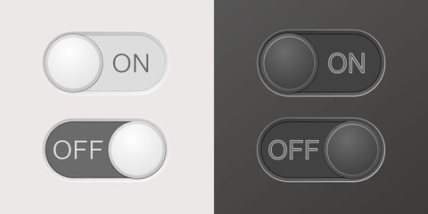 A set of radio buttons located on a light and dark background. 3 D. Vector illustration.