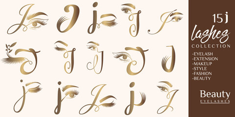 Eyelashes logo with letter J concept
