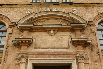 Old buildings in old town of Parma in Italy.
