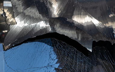 Glass showcase broken during a Russian missile attack