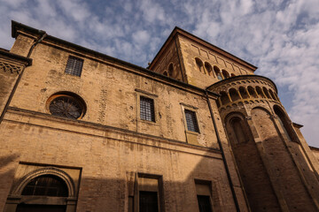 Fototapeta na wymiar A view of exterior side of the historic Parma Cathedral, Italy.