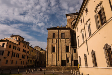 Obraz premium Old buildings in old town of Parma in Italy.