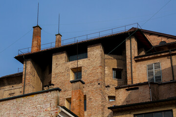 Old buildings in old town of Parma in Italy.