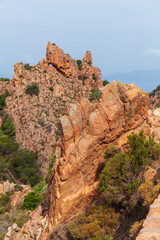 Fototapeta premium Summer mountain landscape with red rocks