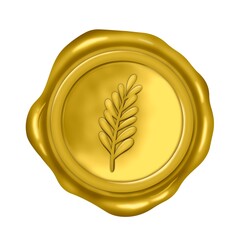 葉模様の入った金色のシーリングスタンプ　ラスター素材