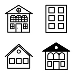 Houses Flat Icon Set Isolated On White Background