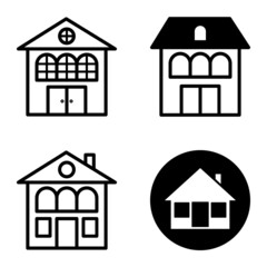 Houses Flat Icon Set Isolated On White Background