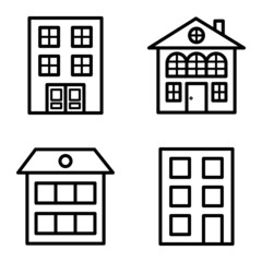 Houses Flat Icon Set Isolated On White Background