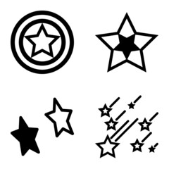 Stars Flat Icon Set Isolated On White Background