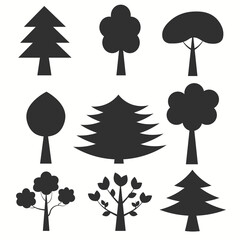 Trees Set - Vector Cartoon Illustration