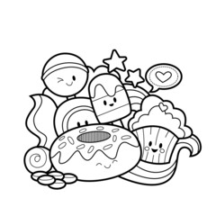 Candy coloring page doodle vector