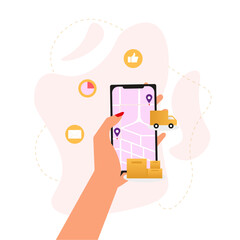 Online fast delivery service concept on mobile in a flat style