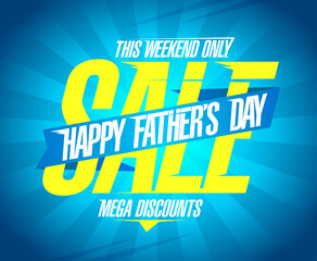 Happy Father's day sale vector web banner or poster design template
