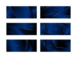 Set of dark blue abstract background templates