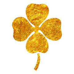 Hand drawn gold foil texture icon clover
