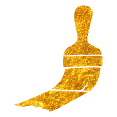 Hand drawn gold foil texture icon Paint brush