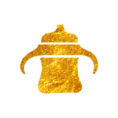 Hand drawn gold foil texture icon Milk bottle