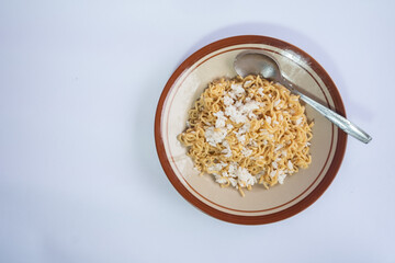 Fried noodles mixed with rice, examples of foods that are high in calories and carbohydrates can increase obesity