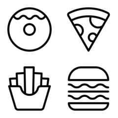 Fastfood Flat Icon Set Isolated On White Background