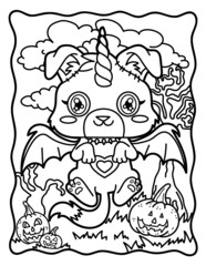 Coloring book for children. Chibi. Chibi dog. Magic dog. Coloring book for adults. Halloween Magic.