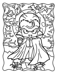 Vampire. Count Dracula. Coloring book for Halloween. Coloring book for children and adults. Spooky coloring. Halloween.