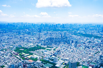Naklejka premium 東京都心部・空撮写真
