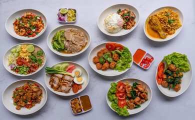 Mixed Thai Pork, Chicken and Seafood Dishes
