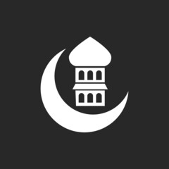 sign symbol of moon and mosque ramadan icon vector