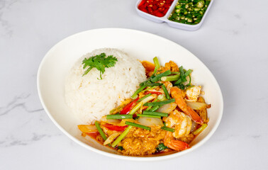 Mixed Thai Pork, Chicken and Seafood Dishes