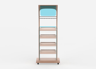 Display stand, retail display stand for product , display stands isolated on white background. 3d illustration