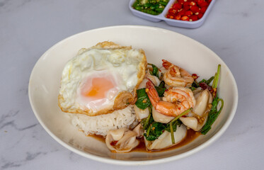 Mixed Thai Pork, Chicken and Seafood Dishes