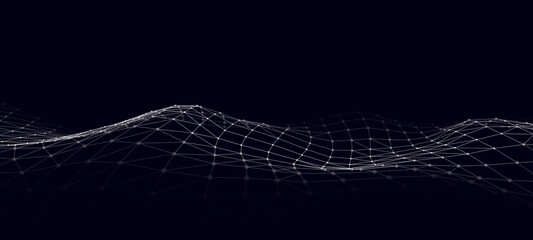 Technological wave of data transmission. Digital background. 3D vector illustration.