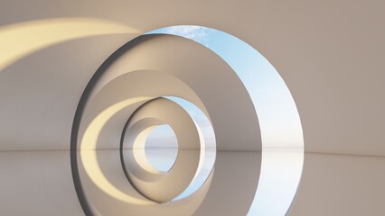 Abstract architecture background arched interior 3d render