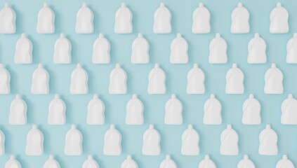 Packaging of cleaning products in white colour. 3d rendered background.