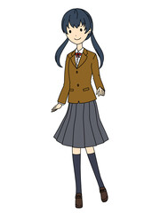 女子高生の全身イラスト